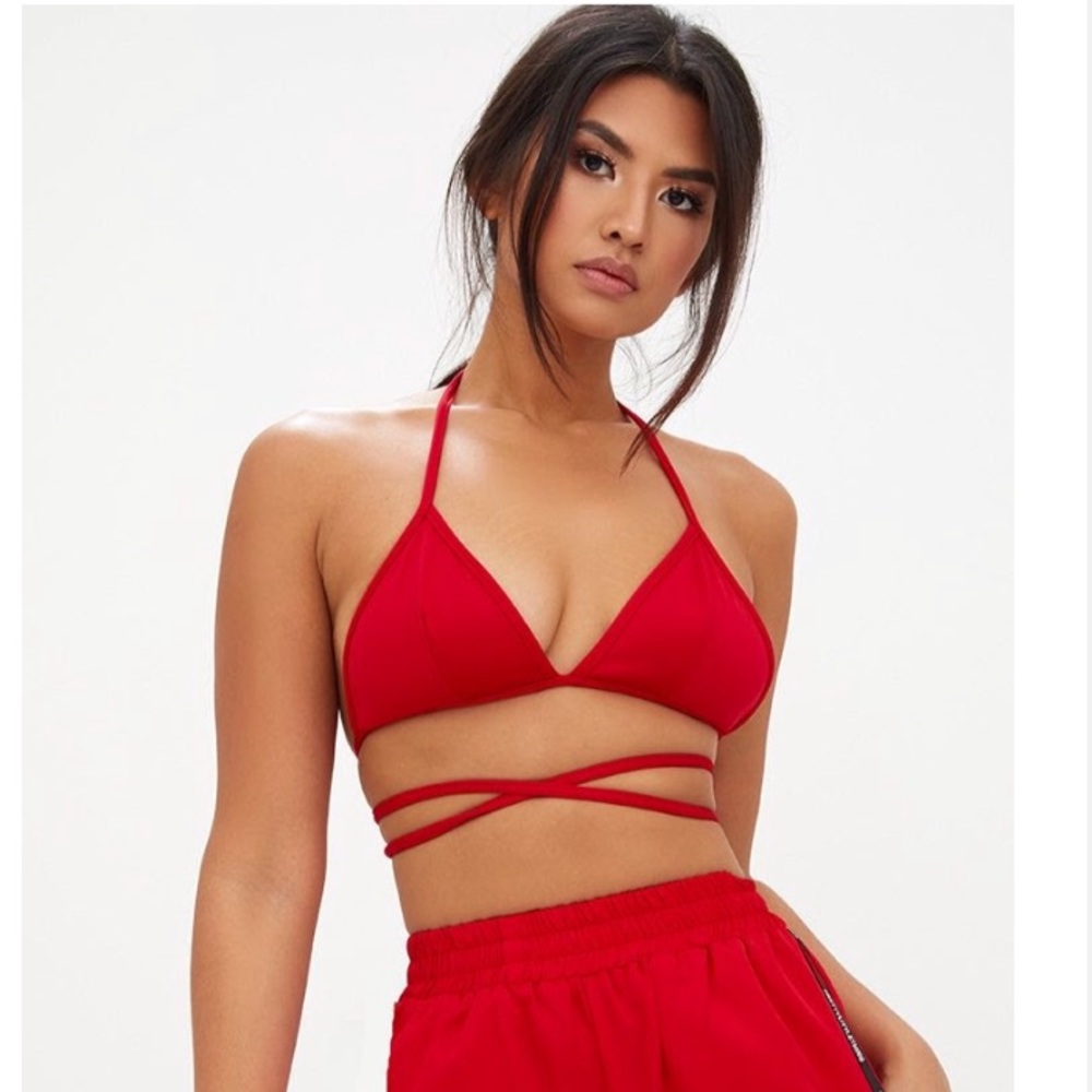 red bralette